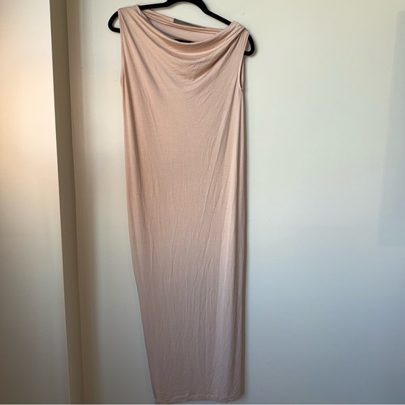 Enzo Costa Exposed Shoulder Maxi Dress In Dark Nude Size Small - Picture 4 of 10